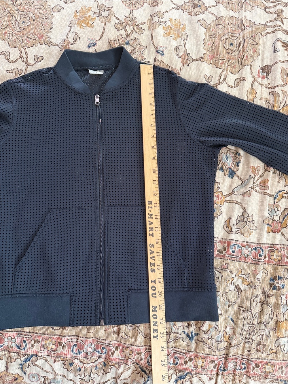 Calia Black Perforated Zip-Front Bomber Jacket - Picture 10 of 11